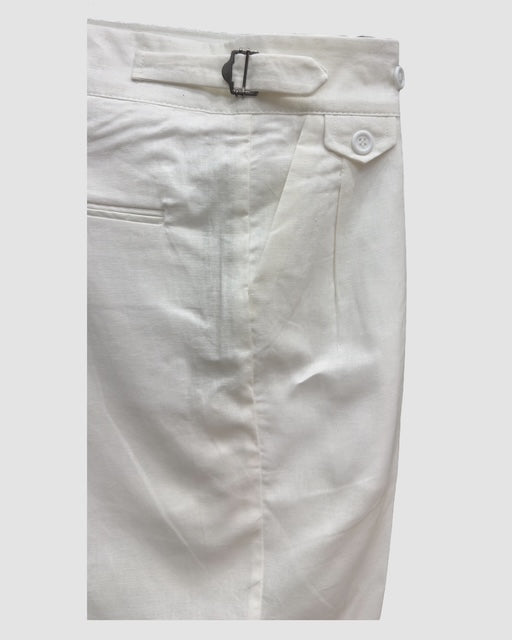 Pantalone misto lino, Milano.  2982-Bianco